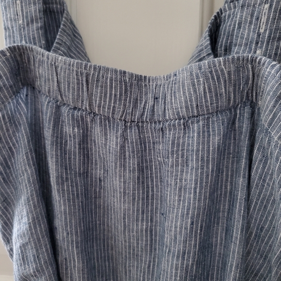 Everlane The Linen Picnic Jumpsuit (with belt),  White/Blue Pinstripe (2) - Picture 12 of 14